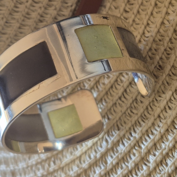 Silver and Gold Geometric Cuff Bracelet - Picture 4 of 7